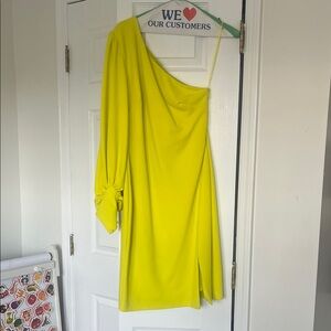 Elegant One-Shoulder Lime Dress
